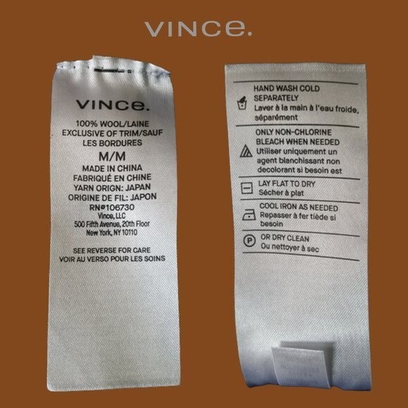 VINCE. NEW Minimalist Ribbed 100% Wool Fine Knit Long-Sleeve Pullover Sweater - Picture 9 of 10